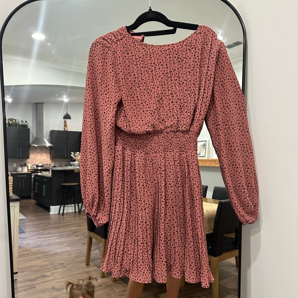 Pleated long sleeve dress